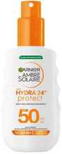 Garnier Ambre Solaire Hydra 24H Protect SPF50 päikesekaitsesprei, 150 ml