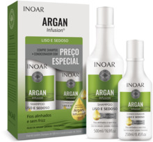 Juuksehoolduskomplekt INOAR Argan Infusion Smooth and Silky Duo Kit: šampoon 500 ml + palsam 250 ml