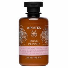 Puhastav dušigeel roosi ja musta pipraga Apivita, 250 ml