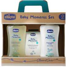 Komplekt Chicco Baby Moments vannivedelik + kehapiim + tualettvesi, 200 ml + 200 ml + 100 ml