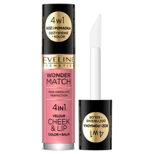 Põsepuna ja vedel huulepulk Eveline Wonder Match 4in1, 03, 4,5 ml