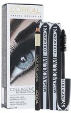 Ripsmetušš L'oreal Paris Mega Volume Collagene 24h Extra, 2x 9 ml + Contour Khol Kohl Eyeliner, Black, 1,2 g komplekt