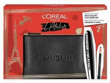 Silmade kontuurpliiats ja ripsmetušš L'oreal Paris Kajal Eye Pencil Black 1,5 g + Mega Volume Collagene 24h Waterproof Mascara Mega Black 9 ml komplekt