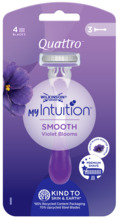 Ühekordsed raseerijad naistele Wilkinson Sword My Intuition Quattro Smooth Violet Bloom, 3 tk