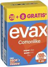 Super tiibadega hügieenisidemed Evax Cottonlike, 36 tk