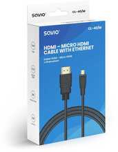 Kaabel HDMI-micro HDMI Savio CL-40/M, 2 m, must