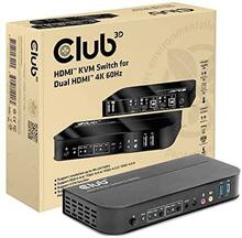 KVM lüliti Club 3D CSV-1382, 2x HDMI, 4K 60Hz, must
