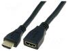 HDMI pikenduskaabel Digitus AK-330201-050-S, 5 m, must, M/F