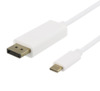Kaabel USB-C - DisplayPort Deltaco USBC-DP201-K, 2 m, valge