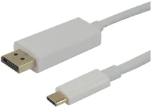 Kaabel USB-C - DisplayPort Deltaco USBC-DP200A, 2 m, valge