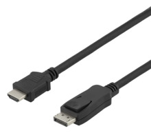 Kaabel DisplayPort - HDMI Deltaco DP-3030-K, 3 m, must