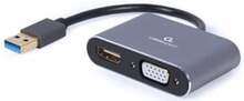 Adapter Gembird A-USB3-HDMIVGA-01, USB - HDMI/VGA, 0.15 m, hall