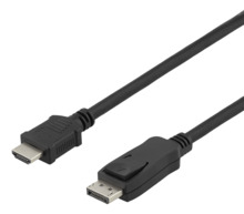 Kaabel DisplayPort - HDMI Deltaco DP-3020-K, 2 m, must