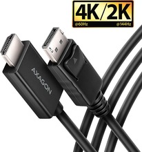 Kaabel DisplayPort - HDMI Axagon RVD-HI20C2, 1.8 m, must, 4K/60Hz