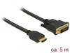 Kaabel HDMI-DVI Delock 85656, 5 m, must