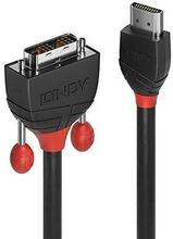 Kaabel HDMI-DVI Lindy 36275, 10 m, must