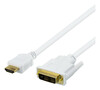 Kaabel HDMI-DVI Deltaco, 7 m, valge