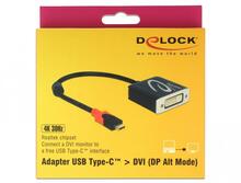 Adapter USB-C - DVI Delock 61213, 0,2 m, must