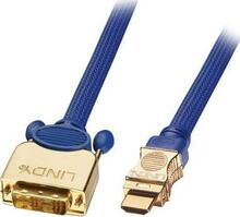 Kaabel HDMI-DVI Lindy, 0,5 m, sinine