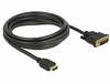 Kaabel HDMI-DVI Delock, 3 m, must