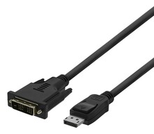 Kaabel DisplayPort 	o DVI-D DELTACO DP-2030-K, 3 m, must