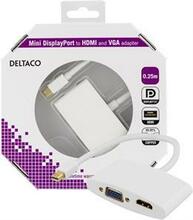 Adapter mini DisplayPort – HDMI ja VGA DELTACO DP-HDMIVGA1-K, valge