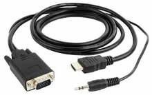 Kaabel HDMI-VGA koos 3.5mm Gembird A-HDMI-VGA-03-10, must