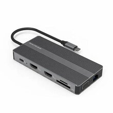Adapter USB Type-C - 2x HDMI, VGA, LAN, 3x USB Type-A, SD, TF, USB Type-C PD100W, Aux Extra Digital