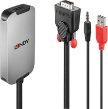 Adapter VGA to DisplayPort Lindy 38296 audio väljundiga, must