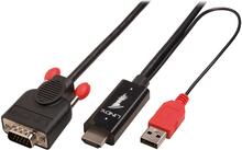 Kaabel HDMI-VGA Lindy 41457, 3 m, must