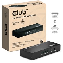 HDMI jagaja Club3D CSV-1385, 1 kuni 4, 4K 120Hz