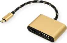 Adapter Roline ROLINE GOLD 12.03.3165, USB tüüp C to VGA + HDMI, must
