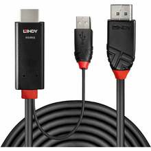 Kaabel Lindy 41500, HDMI + USB Type-A to DisplayPort, 3 m, must