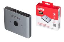Adapter Unitek DP 1.4 8K kahepoolne lüliti 2-to-1