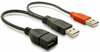 Kaabel Delock USB 2.0 Y, 20 cm, must/punane