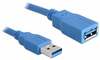 Kaabel Delock USB 3.0 AM-AF, 2 m, sinine