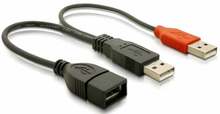 Kaabel Delock USB 2.0 Y, 20 cm, must/punane