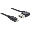 Kaabel Delock EASY-USB 2.0, USB-A nurga all vasakule/paremale - Micro-USB Type B, 0,5 m, must