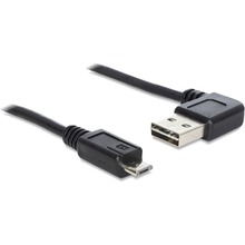 Kaabel Delock EASY-USB 2.0, USB-A nurga all vasakule/paremale - Micro-USB Type B, 0,5 m, must