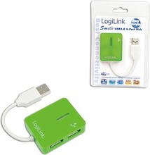 USB jagaja Logilink UA0138 USB 2.0 Hub 4-Port, Smile, roheline