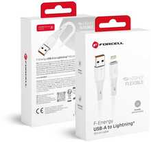 Kaabel Forcell F-Energy C343 USB A - Lightning, 2.4 A, 12 W, 1 m, valge