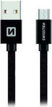 Kaabel Swissten, USB - Micro USB, 2 m, must