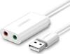 Adapter Ugreen 30143, USB-A to 3.5mm, 15 cm, valge