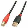 Kaabel Lindy 42761 USB 2.0 A-B, 10 m, must/punane