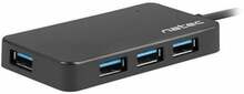 USB jagaja Natec NHU-1342, 4 porti, 0.15 m, must