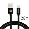 USB kaabel Swissten Textile, USB - Lightning, 2.0 m, must