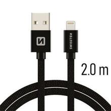 USB kaabel Swissten Textile, USB - Lightning, 2.0 m, must