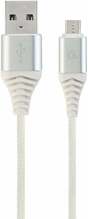 Kaabel Gembird CC-USB2B-AMmBM-1M-BW2, USB 2.0, Micro USB, 1 m, valge/hõbe