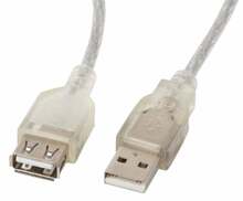 Kaabel Lanberg CA-USBE-12CC-0018-TR, USB 2.0, 1.8 m, läbipaistev