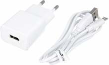Laadija Maxlife MXTC-01, 1x USB 1A, valge + Micro USB kaabel, 1 m